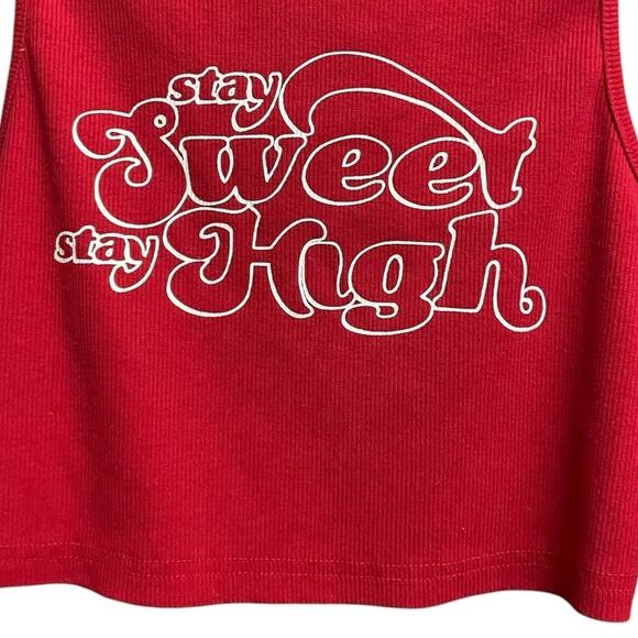 SHEIN Red Cropped Graphic Ribbed Tank Top - Picture 5 of 7